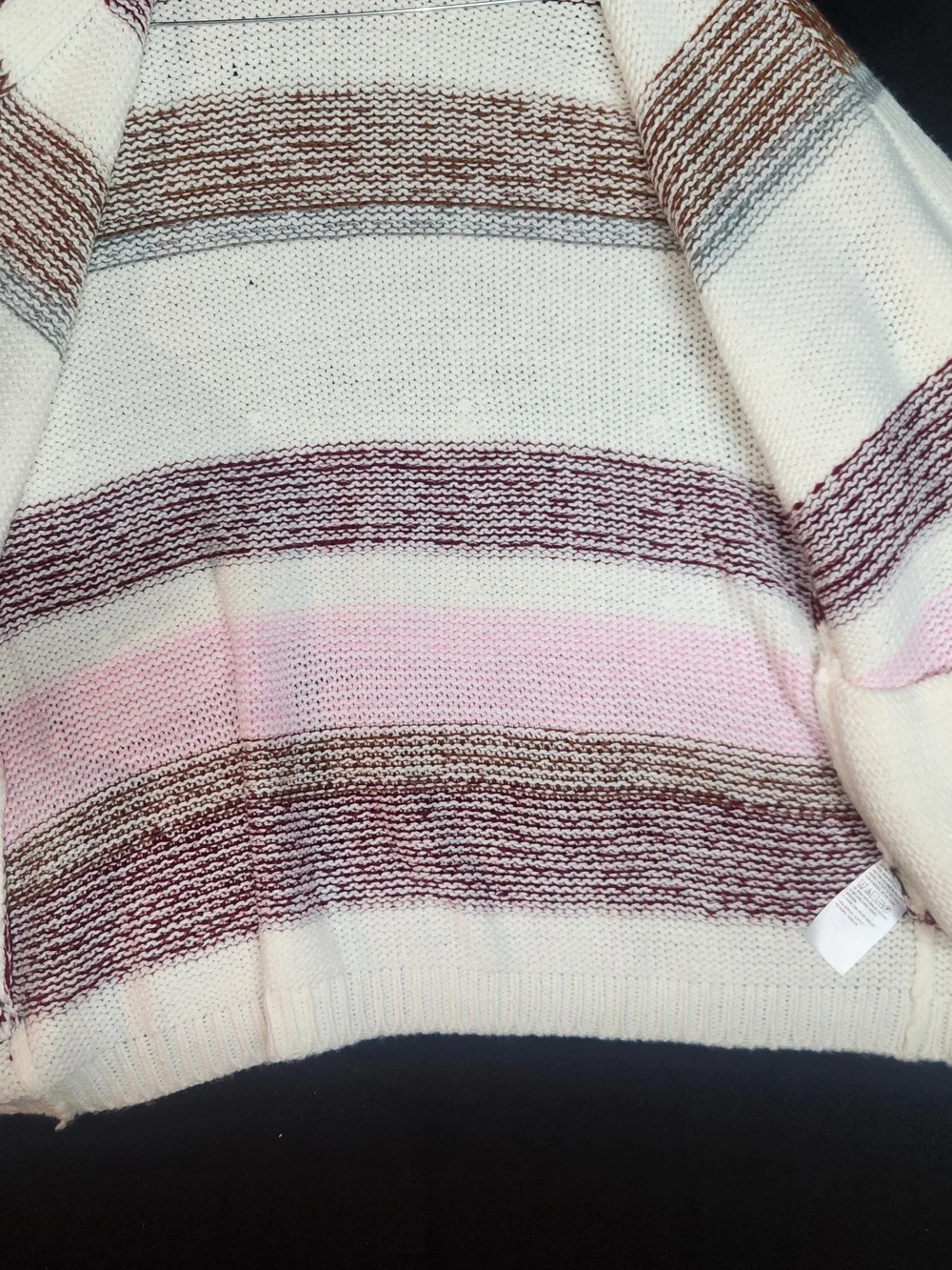 Striped Open-Front Women's Cardigan Sweater - White, Pink, Burgundy, Brown